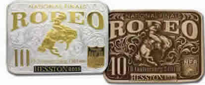2015 Hesston Buckles gold silver and brass